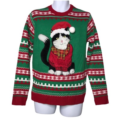 NWT 33 Degrees Santa Claus Cat Ugly Sweater L