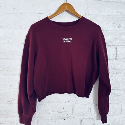 Hollister Cropped Sweatshirt Popover Women’s Size M Burgundy