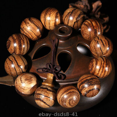 20 mm Vietnam Agarwood Wooden Bracelets Tiger Pattern Buddha Round Beads