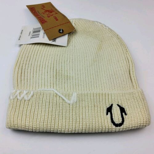 True Religion Winter Knit Hat Ivory - Picture 2 of 6