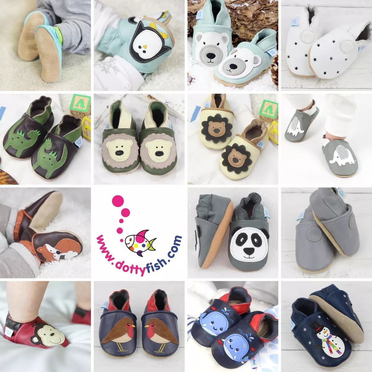 Dotty Fish Baby Toddler Infant Leather Crawling First Walking Shoes 0 6m 4 5yrs
