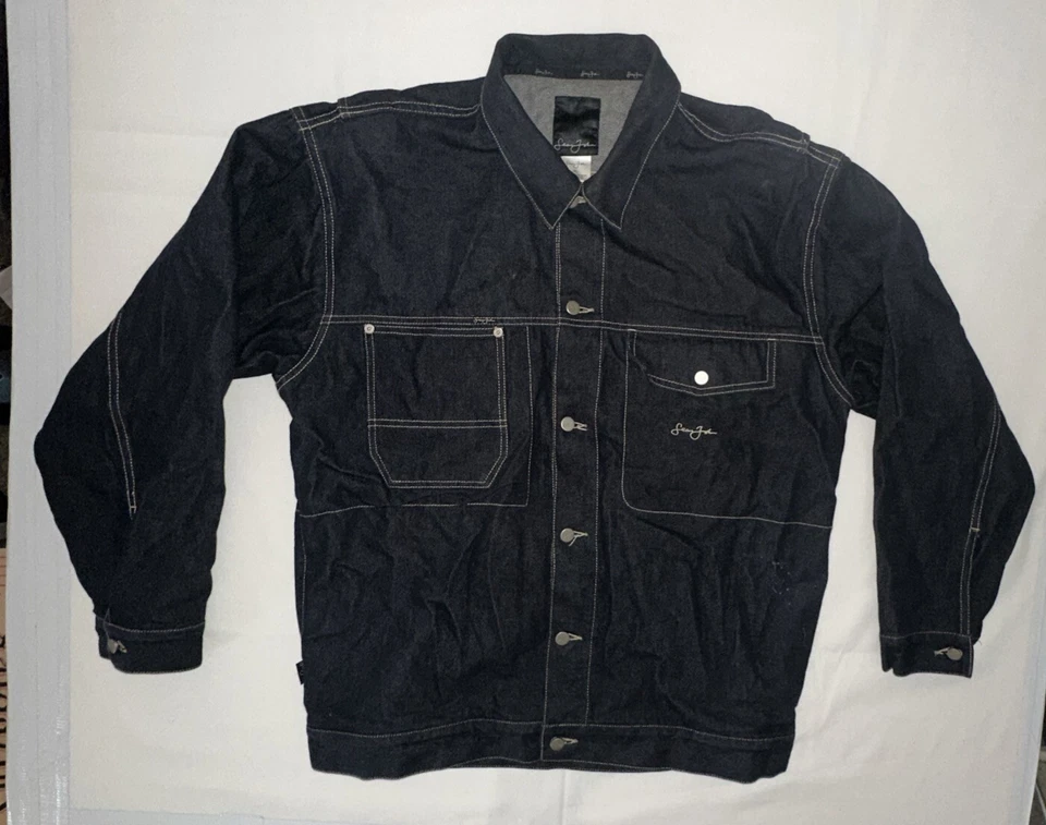 Chaqueta De Colección Sean John Hombres XL Azul Camionero Denim Hip Hop Y2K Suelta Motociclista Foto 2 de 4