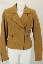 Maurices Women's Suede Moto Jacket Size M Color Brown Long Sleeves Packet