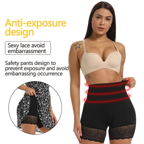 Women's High Waist Half Slip Shorts With Lace Trim Shapewear for Under Dresses - Picture 7 of 34