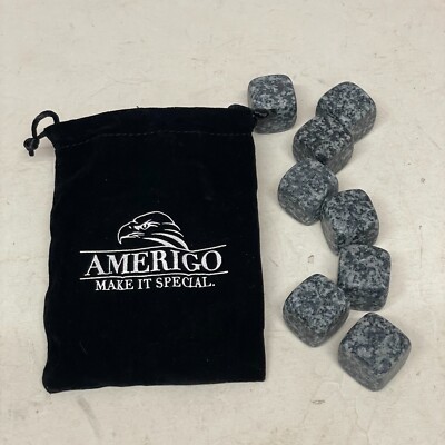 Whiskey Stones Gifts Set 8 Piece Bourbon Drink Ice Cubes with Stone Ice Cubes