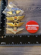 Lot Of 5 Vintage Airlines Pins Plastic Wings Alaska Delta United TWA Ba