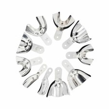 2 Pcs/Pair Dental Autoclavable Aluminum Perforated Impression Edentulous Trays