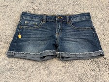 Lucky Brand Shorts Girls 12 Blue Jeans Adjustable Waist Raw Hem Riley Cut Off