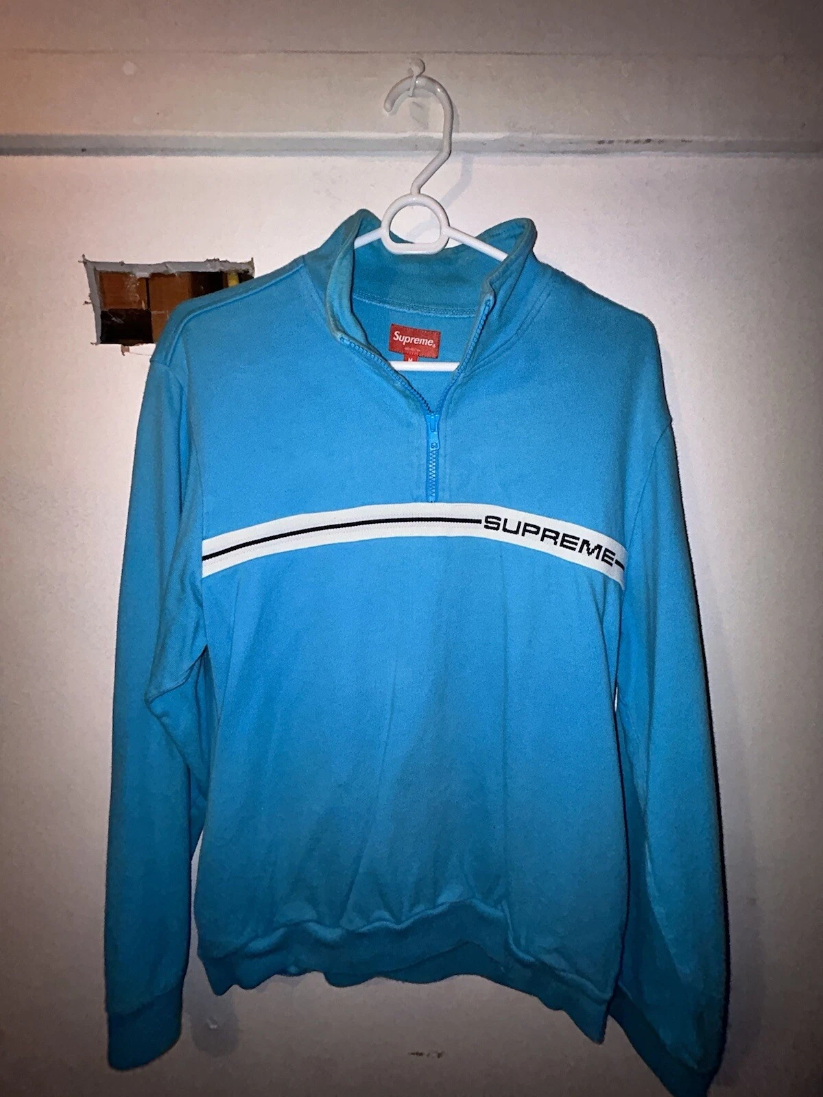 Pull échauffement demi fermeture éclair Supreme bleu clair moyen printemps/été 2018