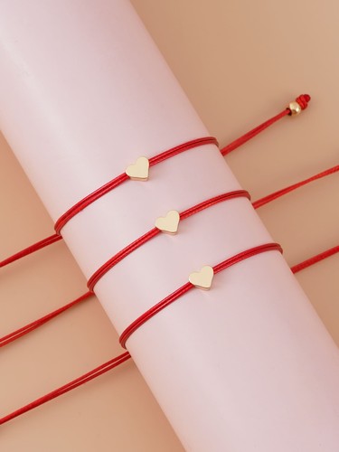 3pcs Heart Decor Bracelet Mother & Daughter Bracelets Gift for Mom Gift for - Picture 3 of 6