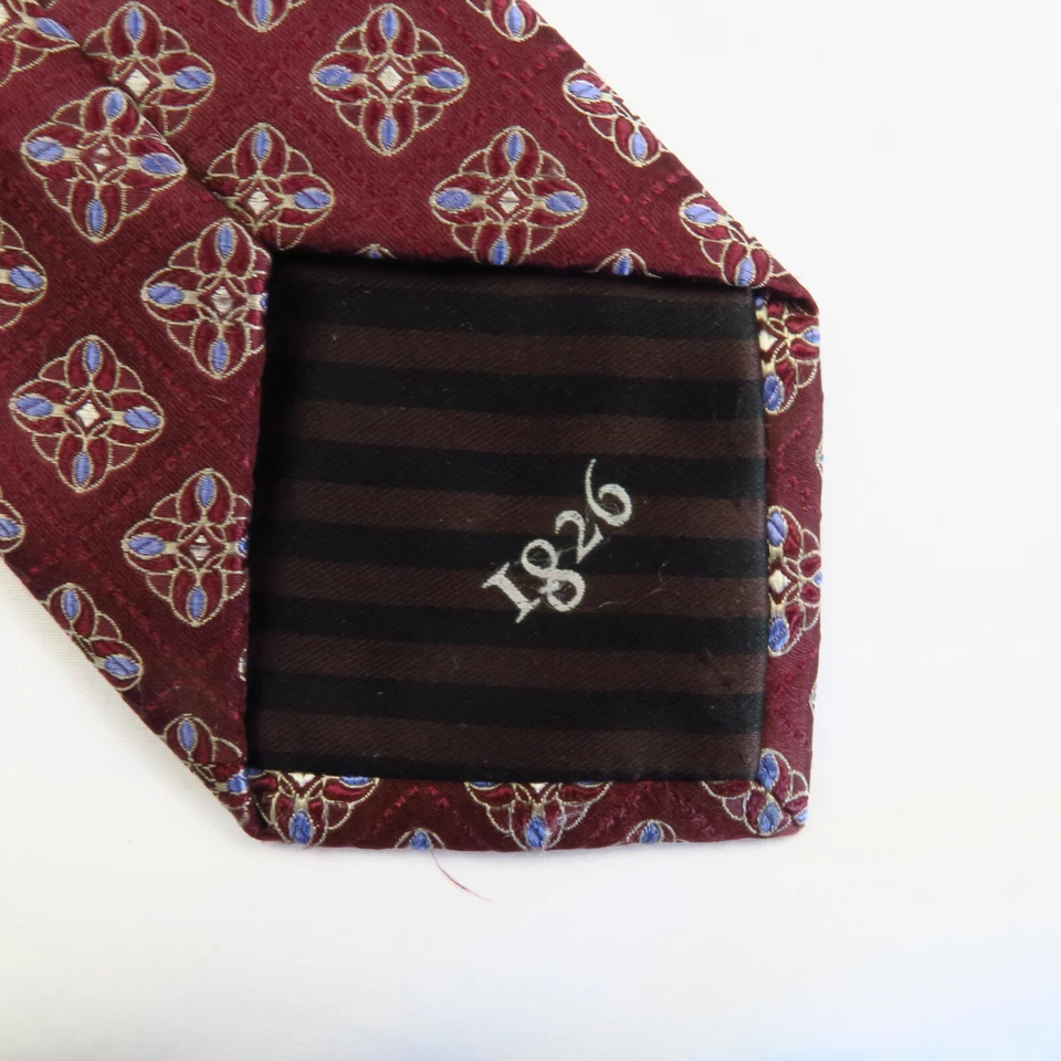 Black Brown 1826 Red Geometric Foulard Pattern Mens Neck Tie 61x3.25 Bright Long - Image 4 of 4