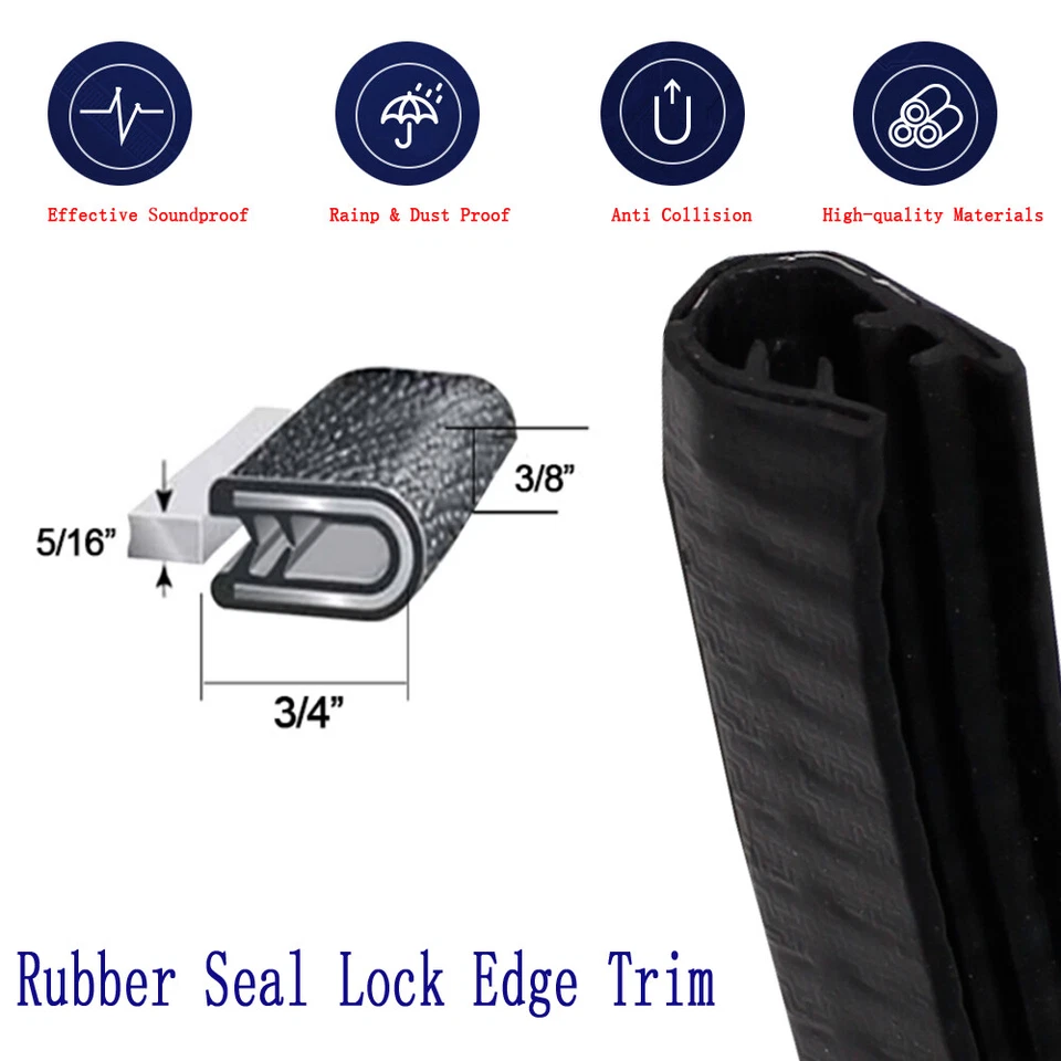 45ft Car Door Edge Rubber Seal U Trim Guards Protect Against Paint Chips Noisy - Image 2 of 4