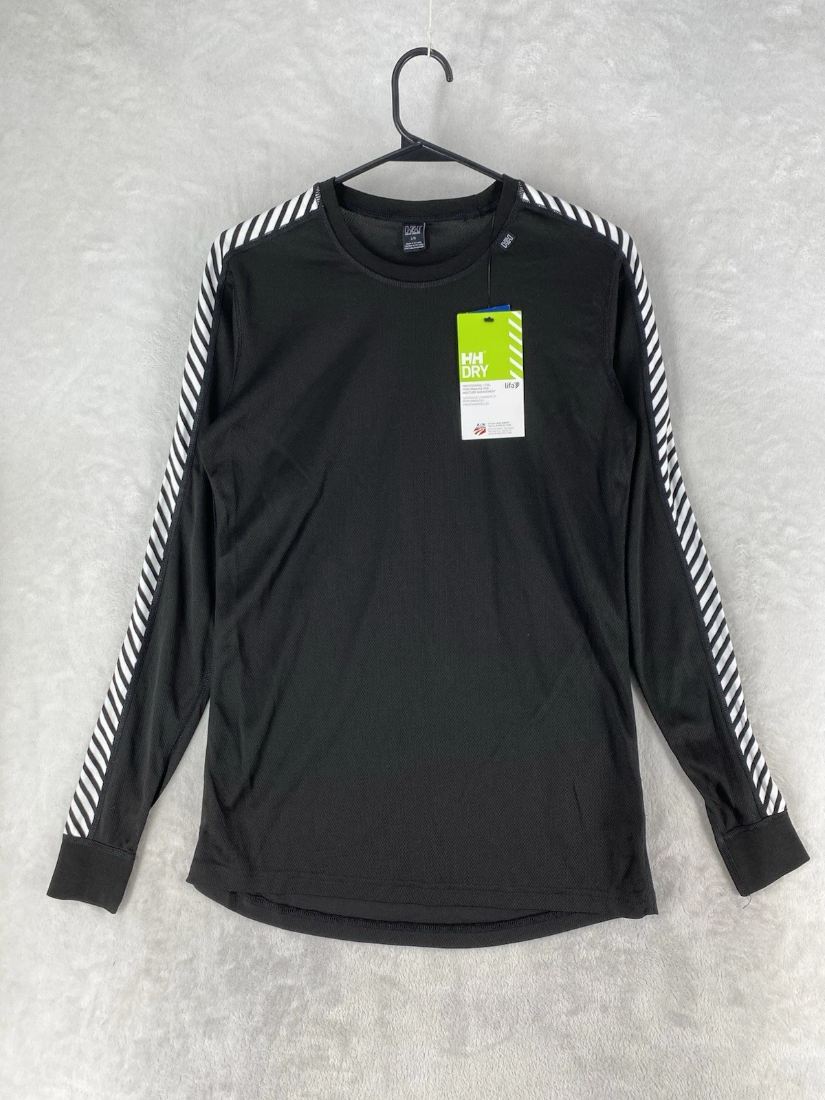 Helly Hansen Shirt Womens Large Black HH Dry Original Crew Base Layer NEW $60