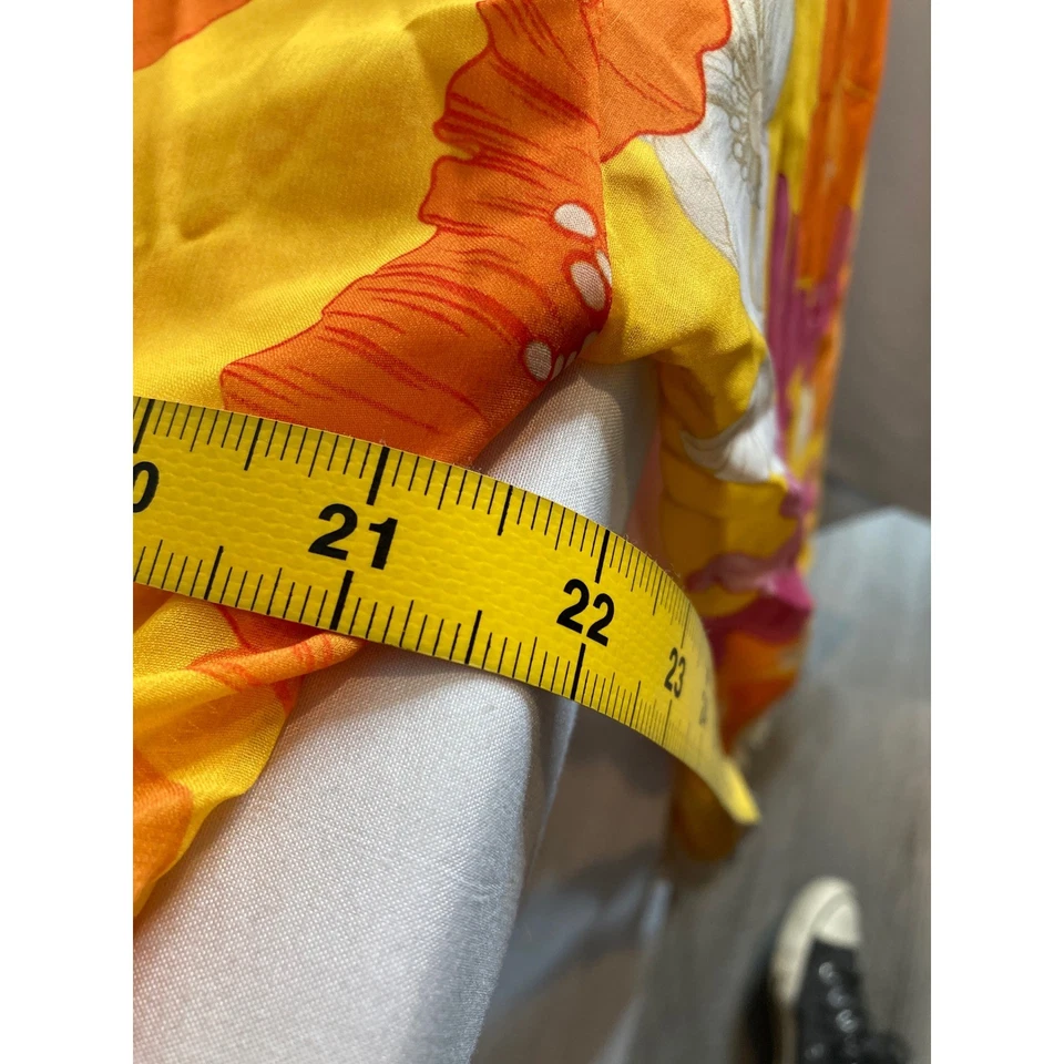 Agua Bendita x Revolve Juana Kimono One Size Fringed Yellow Funky Blooms Boho - Image 4 of 4