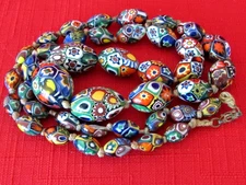 Vintage Venetian Murano Millefiori Graduated Glass Bead 25" Necklace