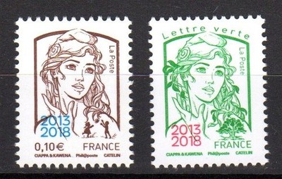 Timbres France 2018 n°5234 et 5235 Marianne 0,10€ et Lettre Verte