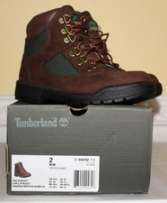 Boys YOUTH TIMBERLAND Field Boot 6 INCH Medium Brown Nubuck LEATHER BOOTS Size 2