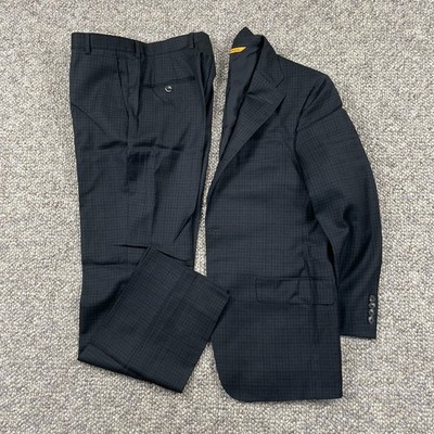 Recent Hickey Freeman Traveler Mens Wool Suit Blue Plaid Size 38R Pants 32x31