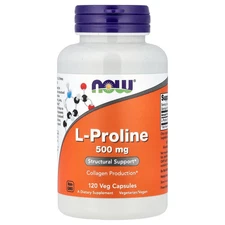 Now Foods L-Proline 500 mg 120 Veg Capsules GMP Quality Assured, Vegan,