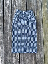 Vintage 90s Talbots Blue Medallion High Waist Denim Long Straight Skirt Sz 4