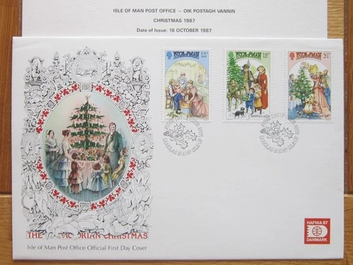 1987 Isle of Man Christmas 87 First Day Cover Last One with Bonus Card