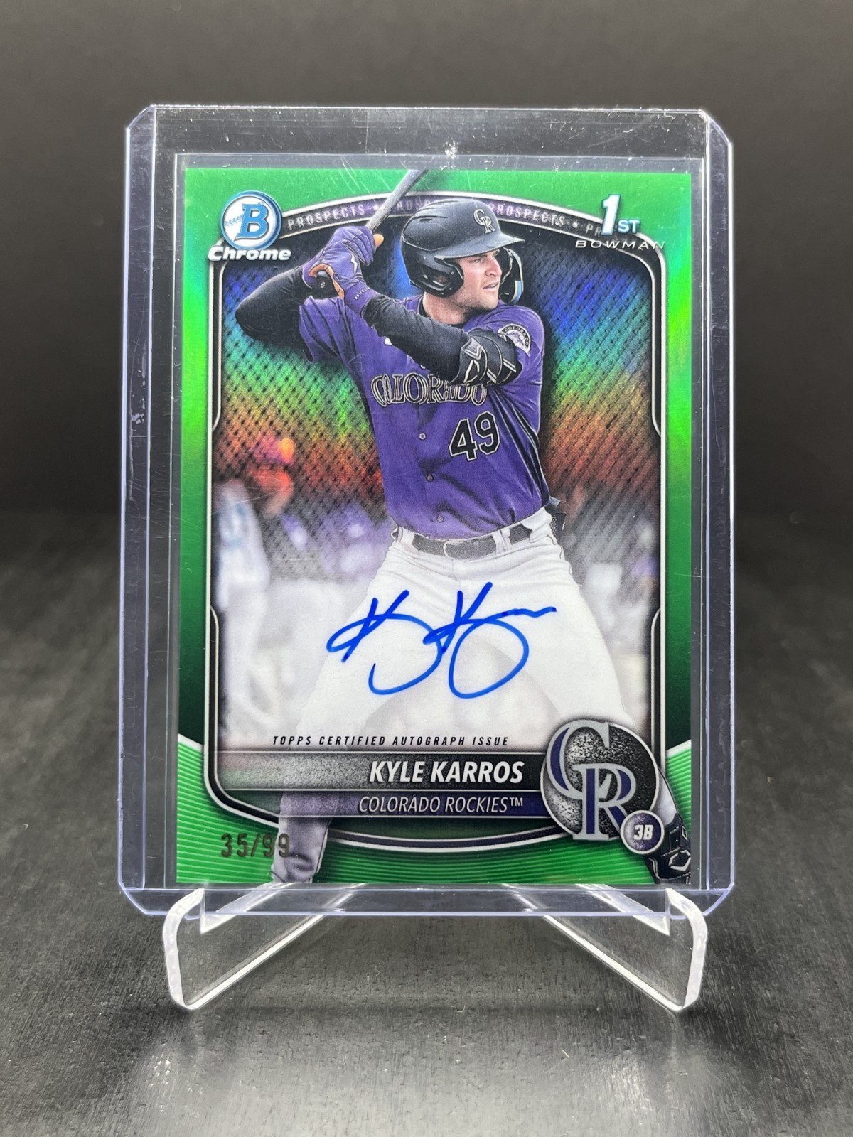 2025 Bowman Chrome Kyle Karros 1st Autograph Auto Green Refractor 35/99 #CPA-KK