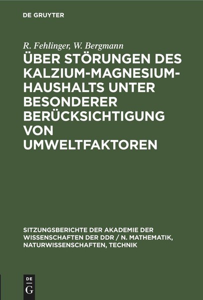 ÜBer StöRungen Des Kalzium-Magnesium-Haushalts Unter Besonderer BerüCksichtigung-image