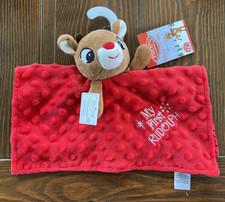 NEW My First Rudolph Reindeer Red Security Snuggle Blanket Rattle Lovey