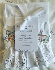 Pottery Barn Kids LoveShackFancy Large White Bunnies Easter Basket Liner NWT