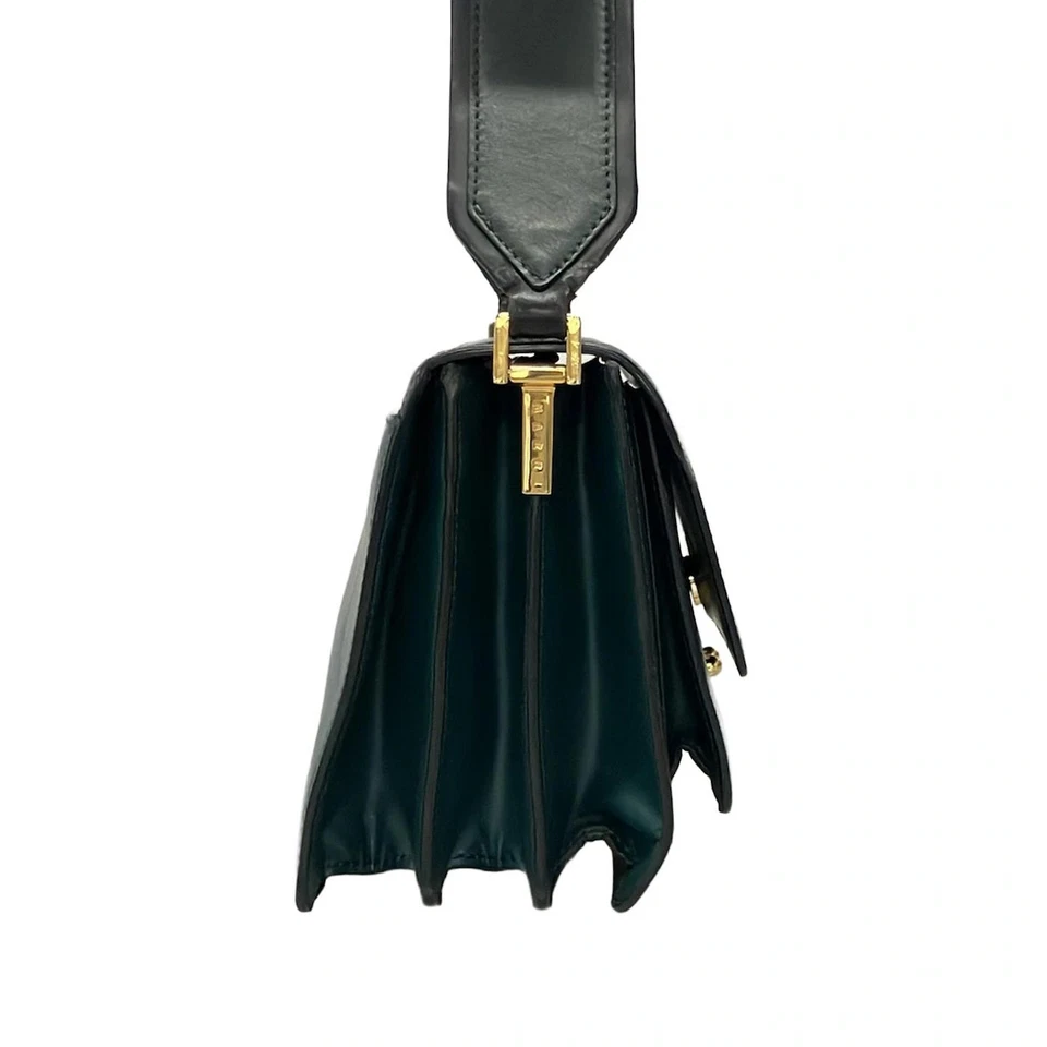 Autêntica Bolsa de Ombro MARNI - Couro Verde Azul - Imagem 2 de 4