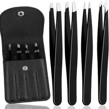 4Pcs Eyebrow Tweezers Set,Tweezers for Women Facial Hair Professional Stainless