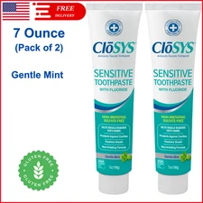 CloSYS Fluoride Toothpaste, 7 Oz, 2 Pk, Gentle Mint, Whitening Enamel Protection
