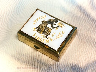 Jungfrau - Jungfrau Sternzeichen Dame weißgold 4cm - Vintage Pillendose - 01