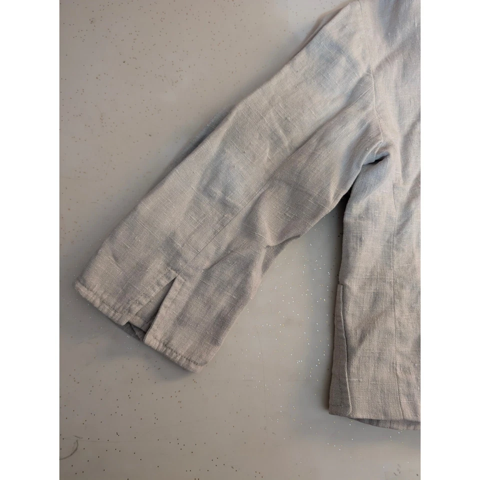 Blazer Akris Punto Recortado Lino Para Mujer 6 Lino Beige Bolsillos Ligero Carrera Foto 4 de 4