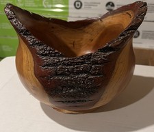 Live Edge Decorative Wood Bowl With Natural Bark Rim