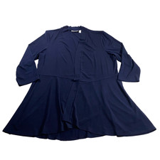 Susan Graver Womens Open Front Cardigan Stretch Size M Blue 3/4 Sleeve NWOT