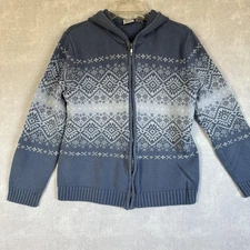 Field Gear Sweater Womens Large Blue Fair Isle Zip Hoodie Australia