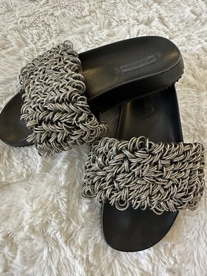 Givenchy Chainmail Slide Sandals Black Size 36