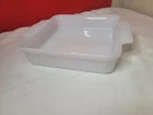 Vintage Anchor Hocking Fire King 8” Square Bake Dish 1452 Milk Glass Handle