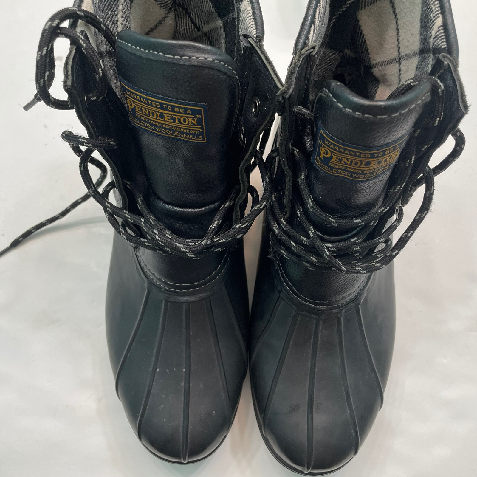 Pendleton Black Leather Upper Duck Rain Boots Men… - image 4