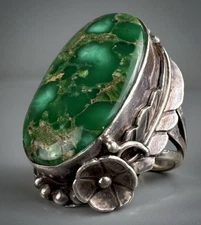 Large Vintage HOPI Sterling Silver HIGH GRADE Turquoise Ring ~ Ramona Loloma