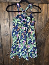 JANIE AND JACK Halter Dress Tropical Floral Monkey Jungle Sundress Girls Sz 8