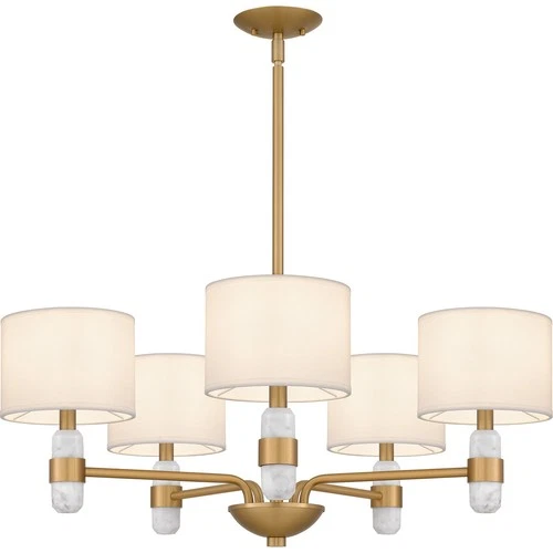 Brushed Weathered Brass Five Light Chandelier from the Kimberly Collection - Picture 3 of 6