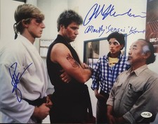 Karate Kid Ralph Macchio William Zabka Martin Kove 11x14 Triple Signed Photo JSA