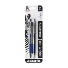 Zebra Pen F-301 Ballpoint Fine 0.7mm Blue Retractable Refillable Pen 2-Pack