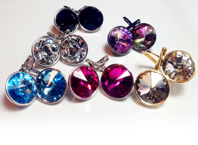 Regular Round Bella Women Crystal Earrings Made with SWAROVSKI  Crystals
