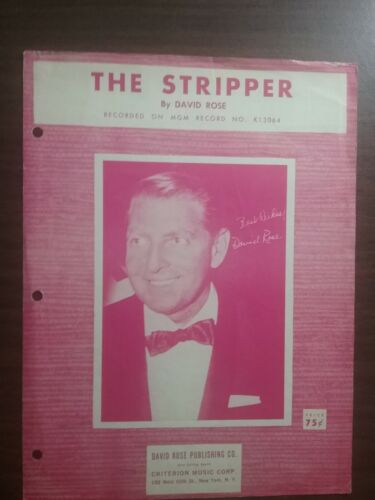 The Stripper Sheet Music Blues Jazz Piano Solo David Rose With Chord Names 1960s - Afbeelding 1 van 1
