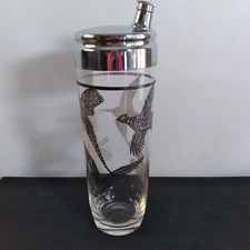 Cocktail Shaker, Drink Mixer Pheasant, Geese, Hummingbird, Vintage MCM