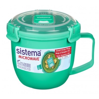 6x Sistema Mikrowelle Klein Suppe-Becher, 565ml, BPA Free - Mint/Blau/Lila