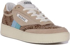 Image of Guess Sisty 4G Logo Casual Trainer Beige Brown Womens UK 3 - 8